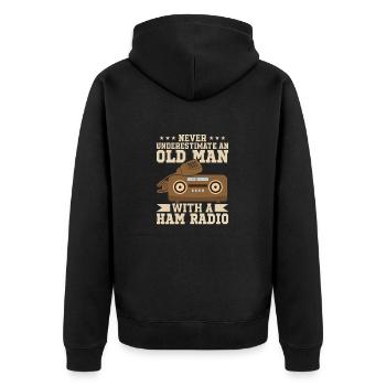 Never Underestimate An Old Man With A Ham Radio En - Unisex Premium Organic Zip Hoodie - black - Back - Nico (187cm)