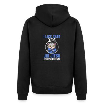 J’aime les chats et le jiu jitsu et peut-être 3 personnes brésiliennes - Veste à capuche bio Premium Unisexe - noir - Dos - Nico (187cm)