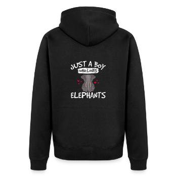 Just A Boy Who Loves Elephants Funny Elephant Love - Unisex Premium Organic Zip Hoodie - black - Back - Nico (187cm)