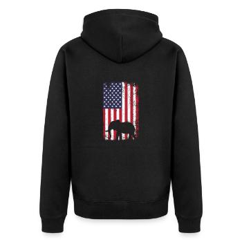 Elephant Lover American Flag Africa Save Elephants - Unisex Premium Bio Zip Hoodie - Schwarz - Hinten - Nico (187cm)