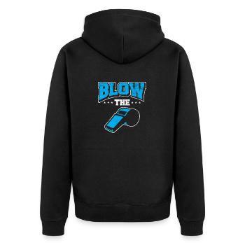 Funny Ref Blow The Whistle Bad Referee Whistle - Unisex Premium Bio Zip Hoodie - Schwarz - Hinten - Nico (187cm)