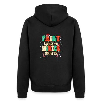 Lichterketten Winter Nächte Weihnachten Winter - Unisex Premium Bio Zip Hoodie - Schwarz - Hinten - Nico (187cm)