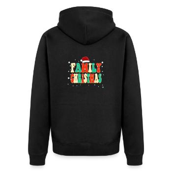 Vintage Farbe Familie Weihnachtspyjamas - Unisex Premium Bio Zip Hoodie - Schwarz - Hinten - Nico (187cm)