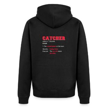 Baseball Catcher Softball Catcher Player Funny - Unisex Premium Organic Zip Hoodie - black - Back - Nico (187cm)