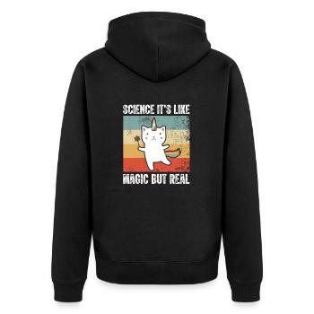Science It s Like Magic but Real Retro - Unisex Premium Organic Zip Hoodie - black - Back - Nico (187cm)