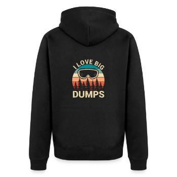 Wintersport Snowboarden Freestyle I Love Big Dumps - Unisex Premium Bio Zip Hoodie - Schwarz - Hinten - Nico (187cm)