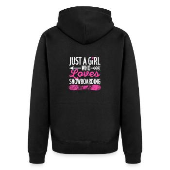 Just A Girl Who Loves Snowboarding Funny Snowboard - Unisex Premium Bio Zip Hoodie - Schwarz - Hinten - Nico (187cm)