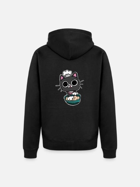 Kitty making Biscuits Cat Black - Unisex Premium Organic Zip Hoodie - black