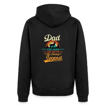Dad the man the myth the hunting legend - Veste à capuche bio Premium Unisexe - noir - Dos - Nico (187cm)