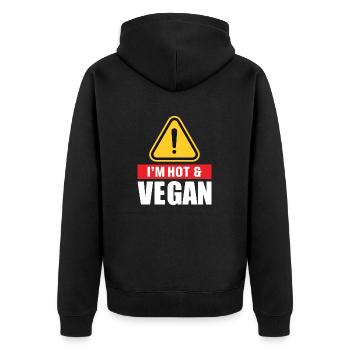 Je suis chaud et végétalien - Veste à capuche bio Premium Unisexe - noir - Dos - Nico (187cm)