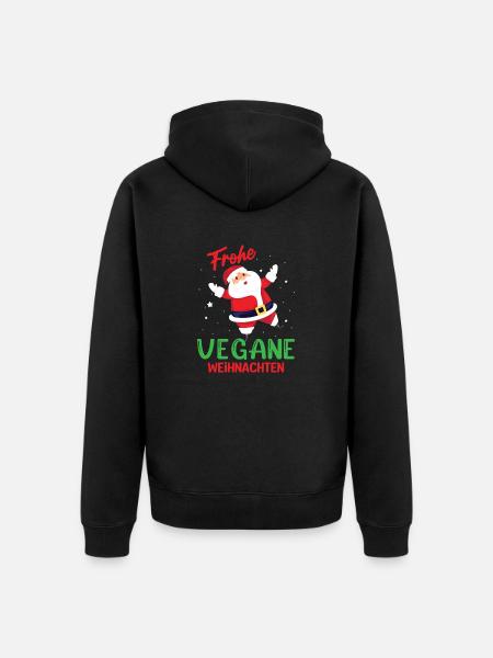 Frohe vegane Weihnachten - Unisex Premium Bio Zip Hoodie - Schwarz