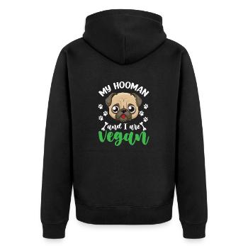 My Hooman And I Are Vegan - Unisex Premium Organic Zip Hoodie - black - Back - Nico (187cm)