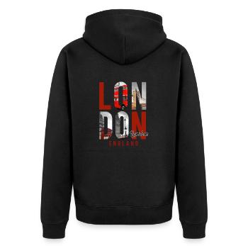 Londoner Stadt - Unisex Premium Bio Zip Hoodie - Schwarz - Hinten - Nico (187cm)