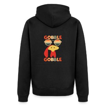 Lustige Retro Truthahn Gobble Gobble Weihnachten Thanksg - Unisex Premium Bio Zip Hoodie - Schwarz - Hinten - Nico (187cm)