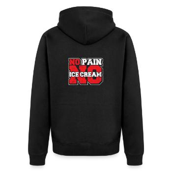 No Pain No Ice Cream Funny Gym Saying Fitness Card - Unisex Premium Organic Zip Hoodie - black - Back - Nico (187cm)