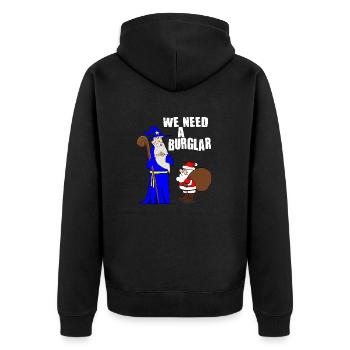 We Need A Burglar Funny Santa Christmas Parody - Unisex Premium Organic Zip Hoodie - black - Back - Nico (187cm)