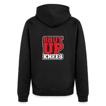 Funny Shut Up Knees Gym Workout Running Training L - Unisex Premium Organic Zip Hoodie - black - Back - Nico (187cm)