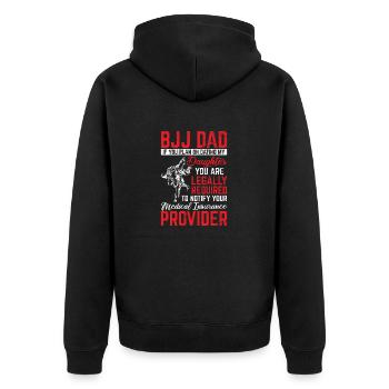 BJJ Dad Protector Funny Brazilian Jiu Jitsu Father - Unisex Premium Organic Zip Hoodie - black - Back - Nico (187cm)