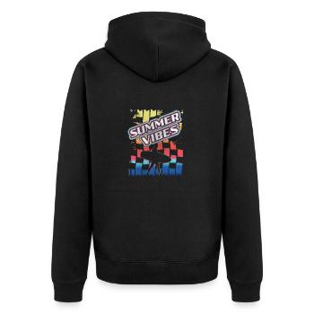 summer vibes Sommer Sonne Strand - Unisex Premium Bio Zip Hoodie - Schwarz - Hinten - Nico (187cm)