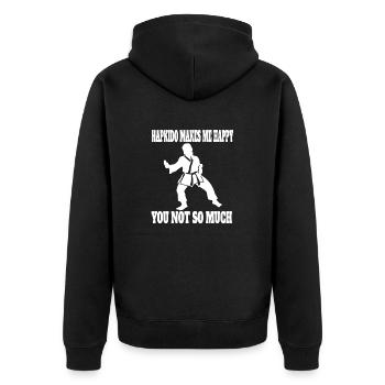 Hapkido Kampfsport Judo Aikido Kampfkunst Karate - Unisex Premium Bio Zip Hoodie - Schwarz - Hinten - Nico (187cm)