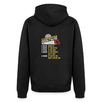 Charpentier Taux horaire Drôle de bricoleur de menuiserie - Veste à capuche bio Premium Unisexe - noir - Dos - Nico (187cm)