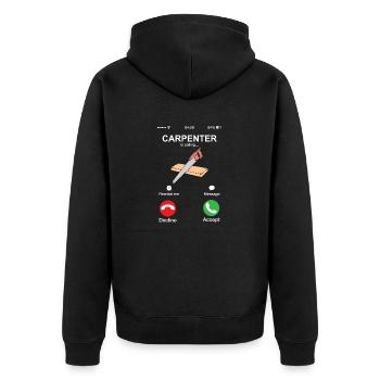 Zimmermann nennt lustige Holzarbeiter coole Berufung - Unisex Premium Bio Zip Hoodie - Schwarz - Hinten - Nico (187cm)