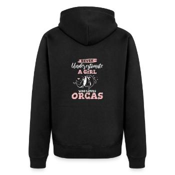Girl Who Loves Orcas Whale Kids Girls Orca Whale C - Unisex Premium Organic Zip Hoodie - black - Back - Nico (187cm)