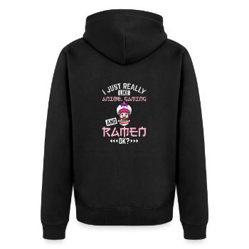 Anime Gaming Ramen Anime Girl Women Kawaii Japanes - Unisex Premium Bio Zip Hoodie - Schwarz - Hinten - Nico (187cm)