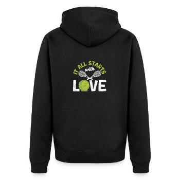 It all starts with love Tennis Fun sport - Unisex Premium Organic Zip Hoodie - black - Back - Nico (187cm)