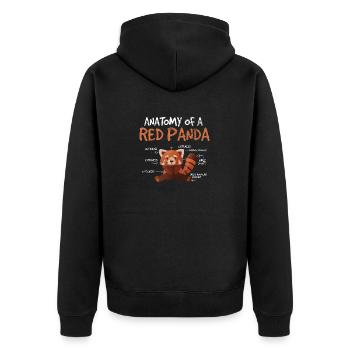 Red Panda Anatomy of a Red Panda Science Zoologist - Unisex Premium Bio Zip Hoodie - Schwarz - Hinten - Nico (187cm)
