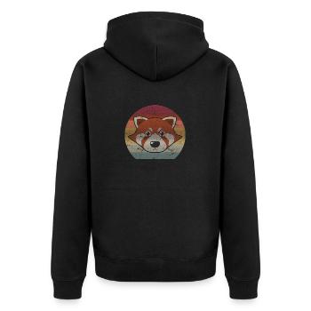 Retro Red Panda Vintage Red Pandas Zoologist Panda - Unisex Premium Bio Zip Hoodie - Schwarz - Hinten - Nico (187cm)