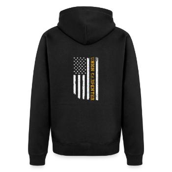 Vintage American USA Flag Union Charpentier Woodwork - Veste à capuche bio Premium Unisexe - noir - Dos - Nico (187cm)