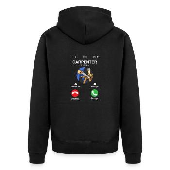 Zimmermann nennt Humor Holzarbeiter Holzbearbeitung - Unisex Premium Bio Zip Hoodie - Schwarz - Hinten - Nico (187cm)