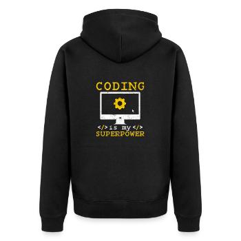Coding Is My Superpower Software Programmer Coder - Unisex Premium Organic Zip Hoodie - black - Back - Nico (187cm)