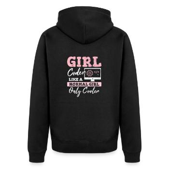 Drôle de fille Codeur Code de programmation informatique Développement Web - Veste à capuche bio Premium Unisexe - noir - Dos - Nico (187cm)