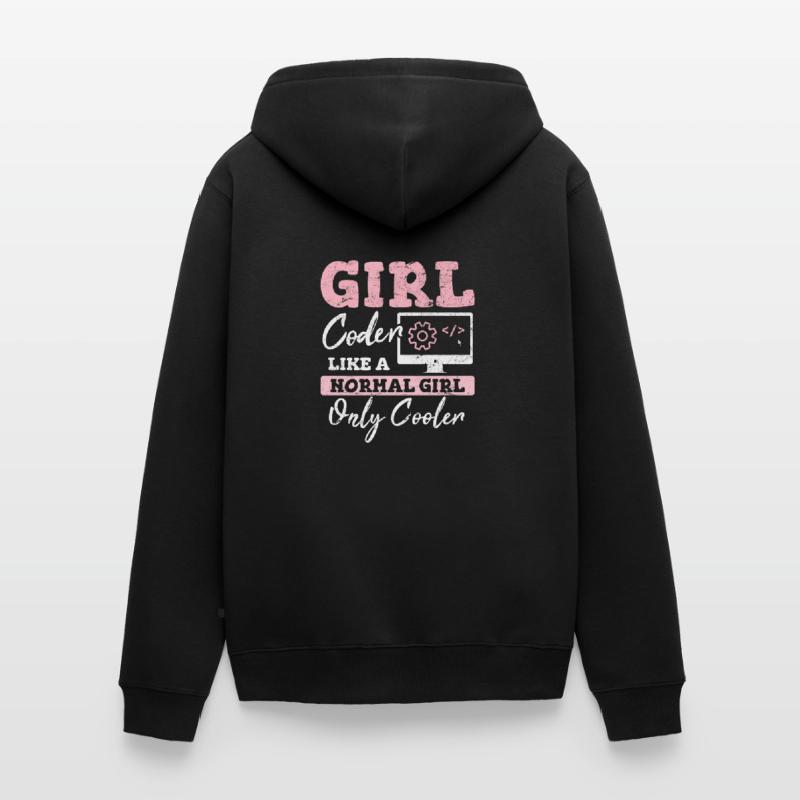 Drôle de fille Codeur Code de programmation informatique Développement Web Veste à capuche bio Premium Unisexe