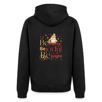 be merry be joyful be bright gnome - Unisex Premium Bio Zip Hoodie - Schwarz - Hinten - Nico (187cm)