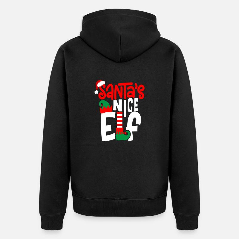 Santa s Nice Elf - Unisex Premium Bio Zip Hoodie - Schwarz