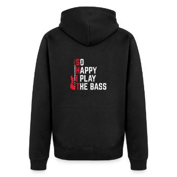 Bass Player Musician So Happy I Play The Bass Guit - Unisex Premium Bio Zip Hoodie - Schwarz - Hinten - Nico (187cm)