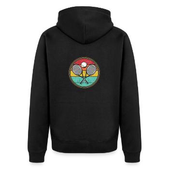 Tennis Player Retro Sunset Racket Ball - Unisex Premium Organic Zip Hoodie - black - Back - Nico (187cm)