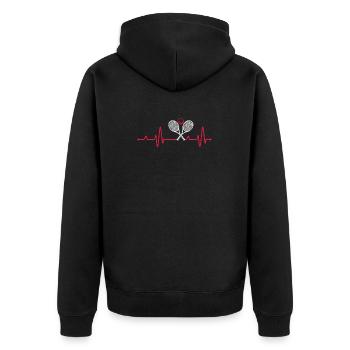 Tennis Heartbeat Sports Spieler Trainer Fans Love - Unisex Premium Bio Zip Hoodie - Schwarz - Hinten - Nico (187cm)