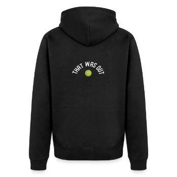 That was from Funny Tennis Player Coach Fan - Unisex Premium Organic Zip Hoodie - black - Back - Nico (187cm)