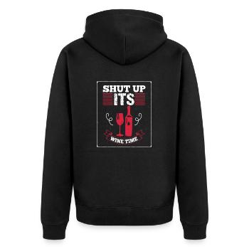 Shut Up Its Wine Time T-Shirt - Unisex Premium Organic Zip Hoodie - black - Back - Nico (187cm)