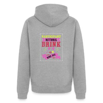Participant National Drink Wine Day T-Shirt - Unisex Premium Organic Zip Hoodie - heather grey - Back - Nico (187cm)