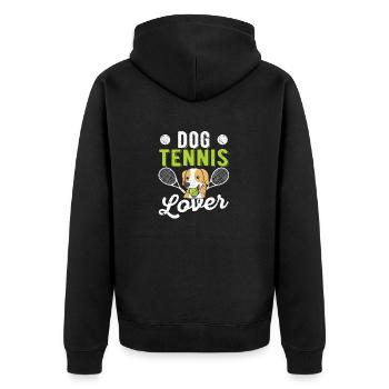 chien, amateur tennis, rigolote, sport, joueur, entraîneur - Veste à capuche bio Premium Unisexe - noir - Dos - Nico (187cm)