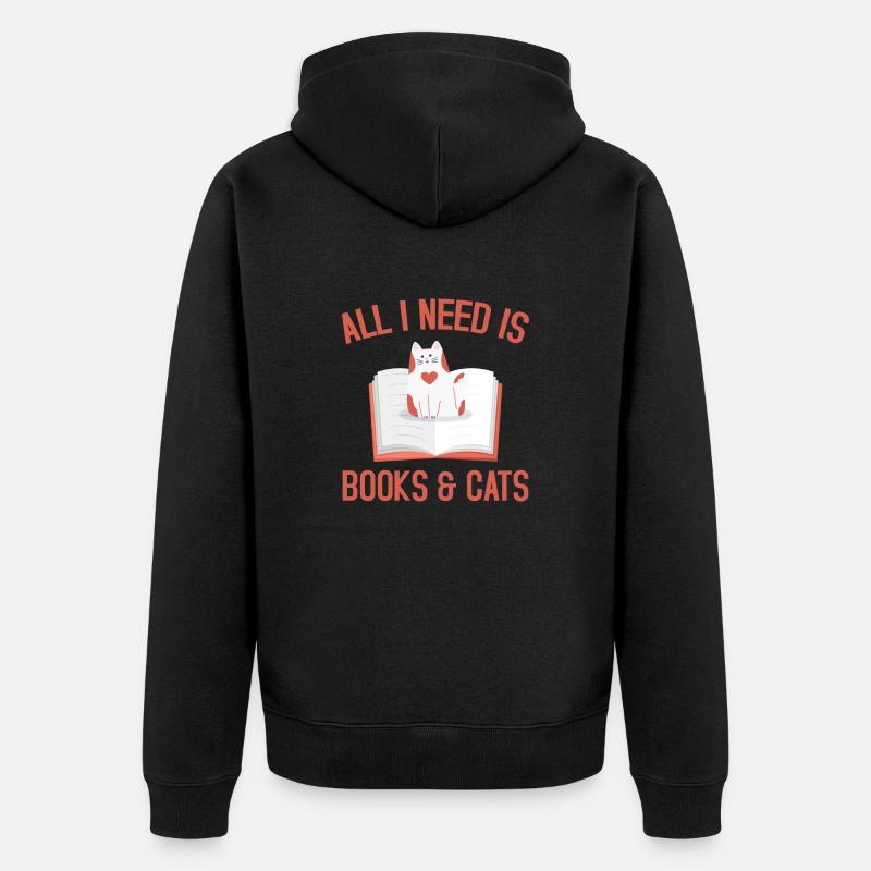 All I need is books - Unisex Premium Bio Zip Hoodie - Schwarz