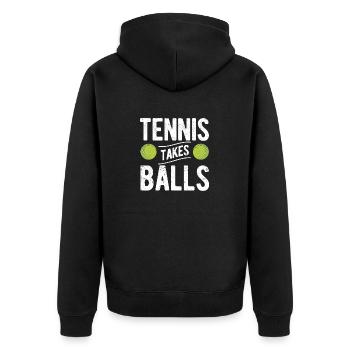 Tennis nimmt Bälle lustig Sportspieler Trainer Fan - Unisex Premium Bio Zip Hoodie - Schwarz - Hinten - Nico (187cm)