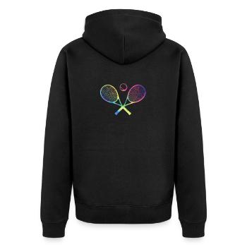 tennis raquettes croisées boule drôle sport jeux - Veste à capuche bio Premium Unisexe - noir - Dos - Nico (187cm)