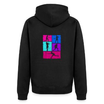 Tennisspieler Silhouette Trainer Fan Sport - Unisex Premium Bio Zip Hoodie - Schwarz - Hinten - Nico (187cm)
