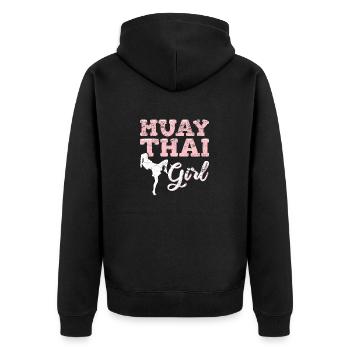 Muay Thai Girl Muay Thai Fighter Kickboxer Kickboxing - Veste à capuche bio Premium Unisexe - noir - Dos - Nico (187cm)